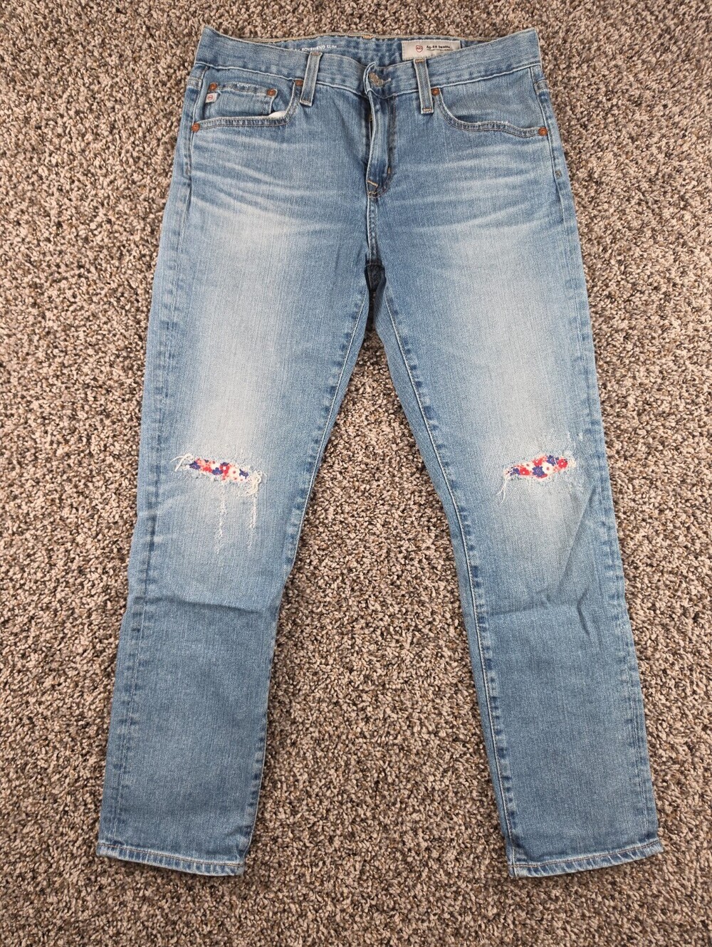 AG Adriano Goldschmied Womens Sz 26 Ex Boyfriend Slim Blue Jeans Distressed